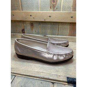8.5N SAS Metallic Gold Leather Slip On Loafer Shoes Womens